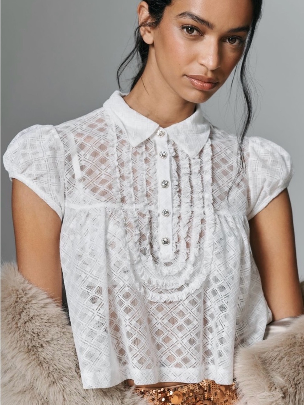 ANTHROPOLOGIE MAEVE PUFF SLEEVE CROPPED SWING TOP XL NWT - Picture 5 of 11